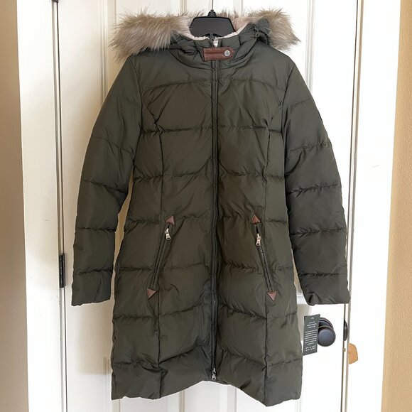 NWT Ralph Lauren women's Faux-Fur-Trim Hooded Down Puffer Coat - Olive Size PL - Picture 6 of 14